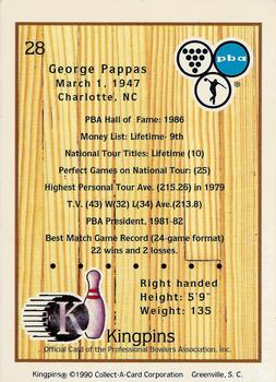 1990 Collect-A-Card Kingpins #28 George Pappas Back